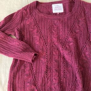 Perfect Pullover Knit Sweater Size Medium winter fall croquet pattern plum